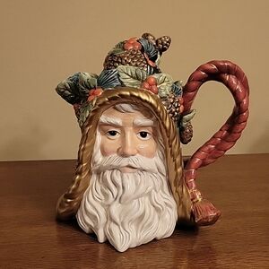 Christmas fitz & floyd vintage santa head pitcher. 8/12 inches..